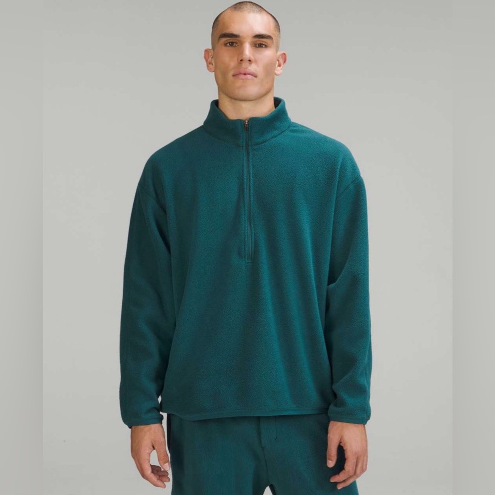 EUC 🌲 Lululemon Oversized-Fit Fleece Half Zip Green Jasper size Large